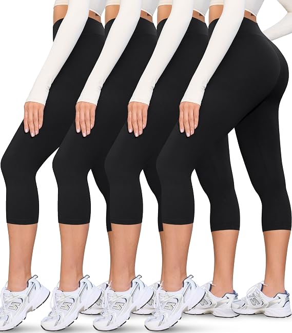 VALANDY Creamlush 4 Pack Daily Wear Leggings for Women Full Length & Capri