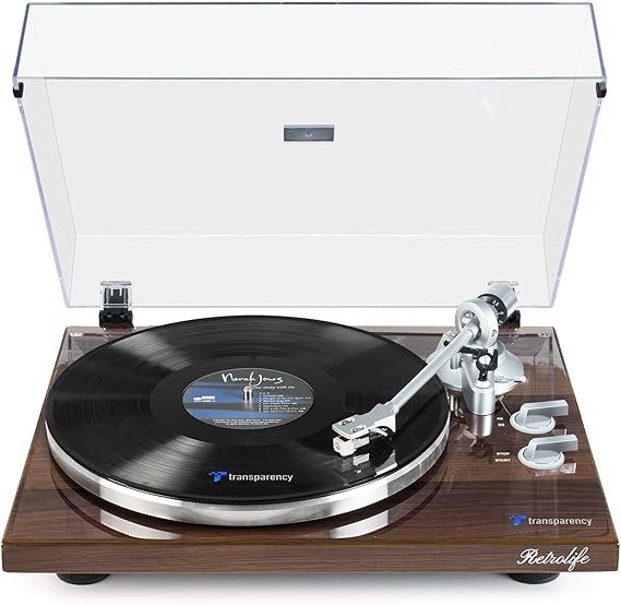 Retrolife Turntables Belt-Drive Record Player with Wireless Output Connectivity Vinyl Player Support 33&45 RPM Speed Phono Line USB Digital to PC Recording MM Cartridge&Counterweight Bark Brown