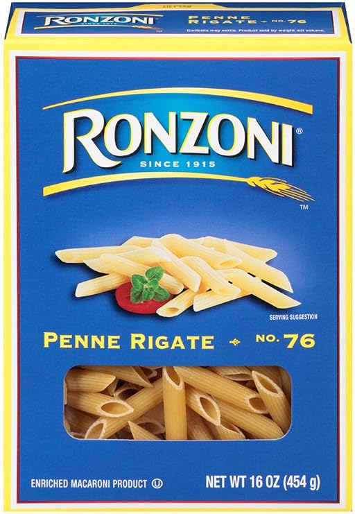 Ronzoni Penne Rigate, 16 oz (Pack of 12)