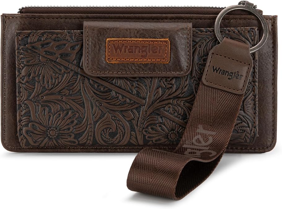 X Wrangler Western Wallet for Women Card Cases & Money Organizers Wristlet Wallet with Zipper Pocket