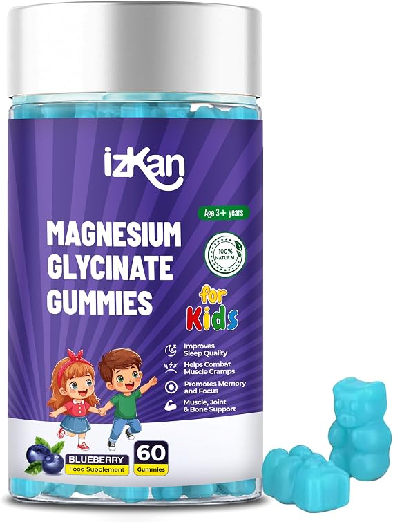 Magnesium Glycinate Gummies 100mg for Kids, Calm Magnesium Gummies for Sleep, Relaxation, Brain, Focus, Bones, No Melatonin, Gluten Free, Non-GMO, Vegan, 60 Gummies (1)