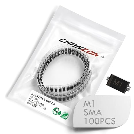 (Pack of 100 Pieces) Chanzon M4 SMD Rectifier Diode 1A 400V SMA (DO-214AC) 1 Amp 400 Volt Electronic Silicon Diodes