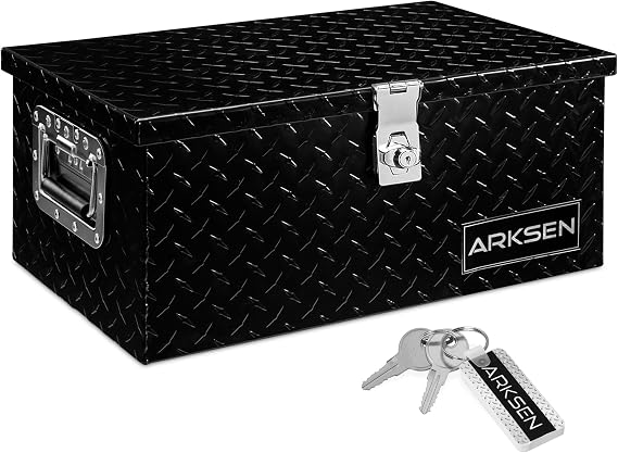 ARKSEN 20" x 12" x 10" Truck Bed Tool Box, Heavy Duty Storage Chest, Black