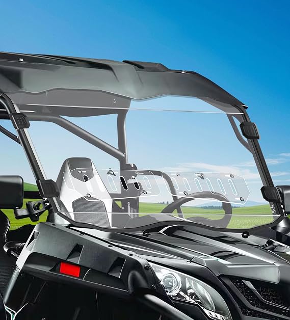 Vented Full Windshield Compatible with CFMOTO ZForce 800 Trail/500 | Upgraded Clear PC Front Window Protects Against Wind, Dust, Dirt, Snow, Rain