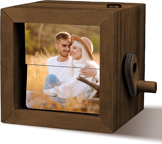 Custom Flip Photo Box, Personalized Photo Flip Book Frame Animation Machine, Custom Hand-crank Flipbook Box Album with Light, Christmas Birthday Gifts for Couples Family