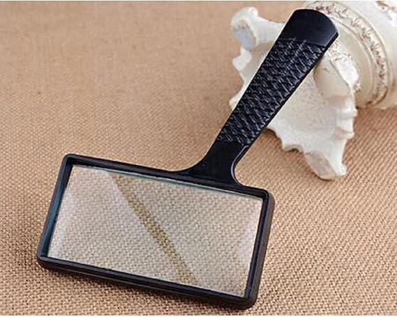 5X Rectangle Page Magnifier for Reading, Kids Magnifying Glass with Portable Handle, Handheld Large Magnifying Glass for Seniors Reading, Inspection, Coins, Jewelry, Kids Exploring Map Black