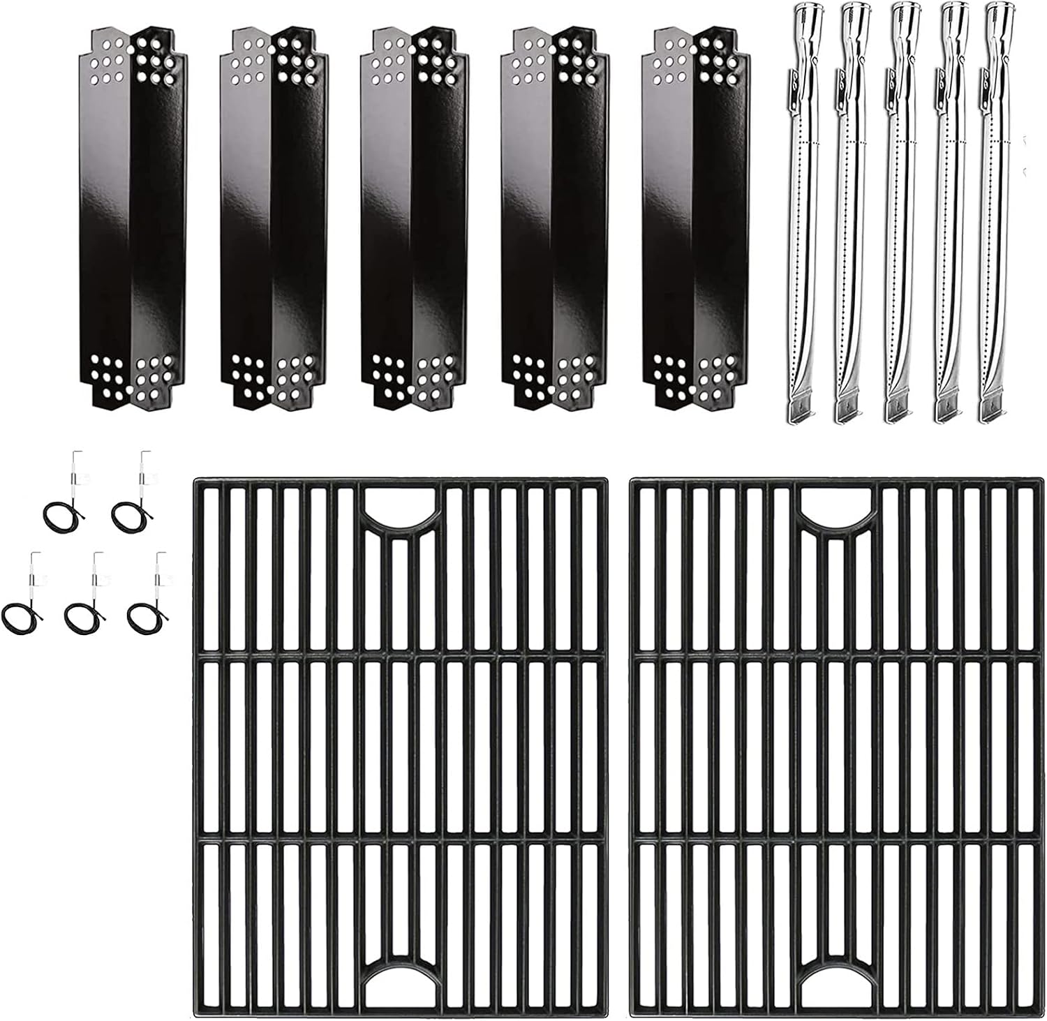 Hisencn Grill Repair Parts Kit for Home Depot Nexgrill 4 Burner 720-0830, 720-0830H, 720-0783E, 5 Burner 720-0888N, 720-0888, 720-0697 Stainless Steel Burner, Heat Shield Tent Plate Grill Grates