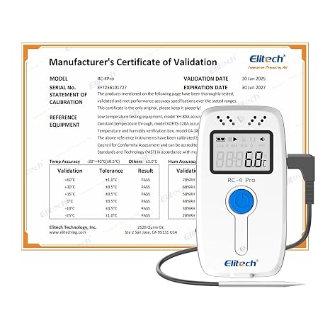 Elitech Digital Temperature Data Logger Medical Refrigerator Thermometer Vaccine Fridge Temperature Monitor, RC-4