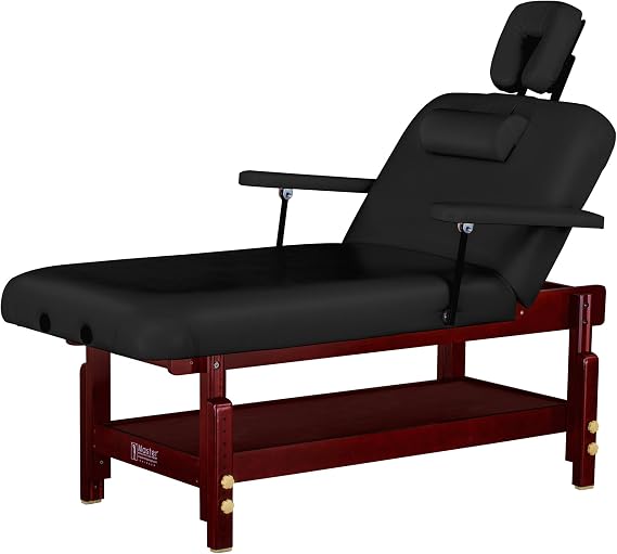 Master Massage 31" Montclair Stationary-Spa salon Massage Table Pro, Black, Lift Back with Memory Foam
