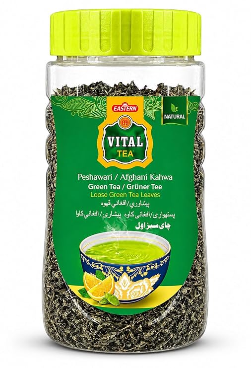 Eastern Vital Tea - Peshawari Kahwa Jar 500g - Organic Green Leaves Loose Tea