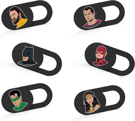 Ultra-Slim Laptop Camera Cover Slide | 0.03 Inch Thick | Upholds Digital Privacy | Compatible with Mobiles, Tablets, Desktops & Laptops (Super Hero Set 1-6 Pack)