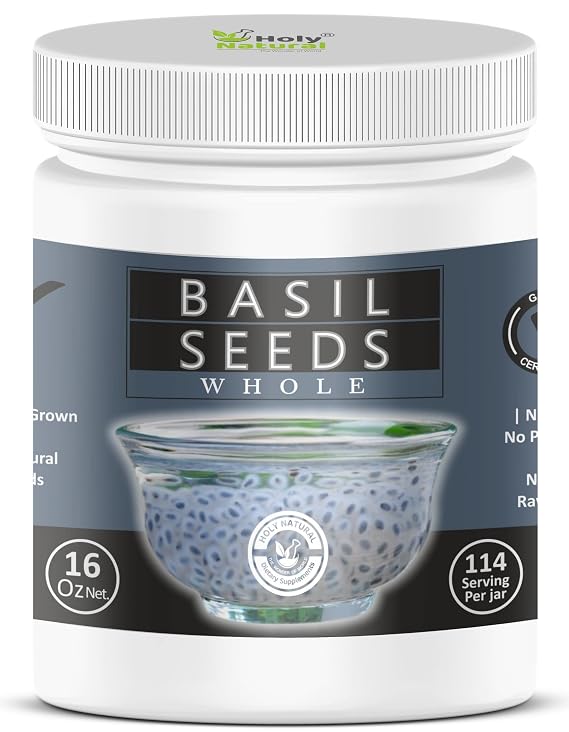 Basil Seeds 16 Oz/ 1 Lbs I Edible Basil Seeds, Sabja/Tukmaria/Falooda Seeds I Rich in Fiber I Act as Natural Body Coolant