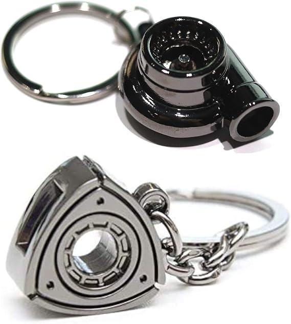GT//Rotors 2PC Keychain Set - Wankel Rotary Engine & Turbo Keychain Combo