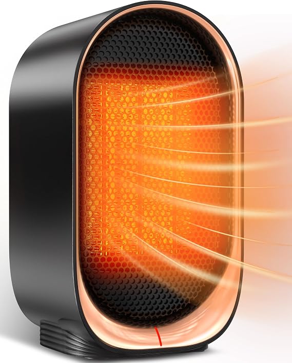 Electric Heater, Portable Space Heater, 1000W Small Room Heaters for Home with Tip-Over Protection, Quiet Fast Mini Desk Heaters for Office Bedroom Bathroom, Jet-black