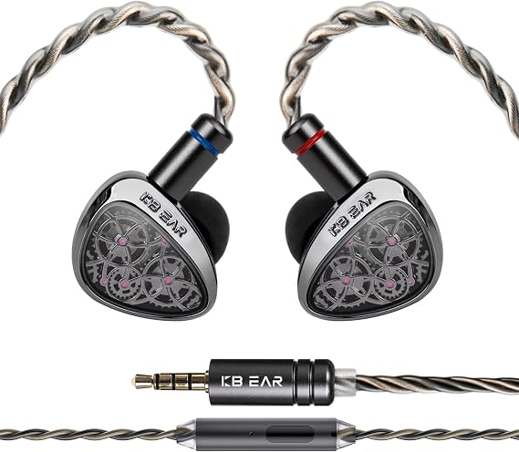 keephifi KBEAR TB-PRO in Ear Monitor Headphones, 10mm PU+PEEK+Dome DD High Resolution Ear Buds Wired, HiFi IEMs Noise Cancelling 3.5mm 2Pin Cable InEars for Musicians, Singers, Audio Engineer
