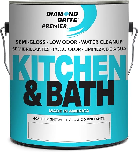 Diamond Brite Kitchen and Bath Latex Paint, Brite White, 1 Gallon, 40500-1