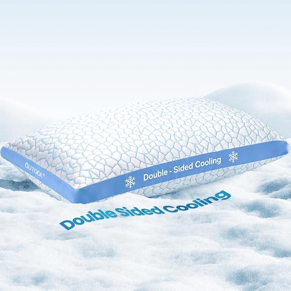 Qutool Cooling Pillows for Hot Sleeping, Shredded Memory Foam Pillows Standard Size Set of 1,Adjustable Soft & Firm Gel Bed Pillow for Side, Back, Stomach Sleepers