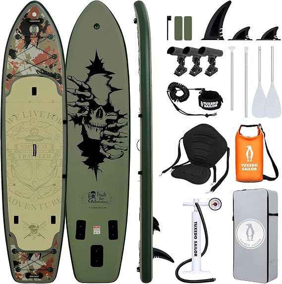 Tuxedo Sailor Inflatable Paddle Board with Accessories 10'6''/11'Stable SUP