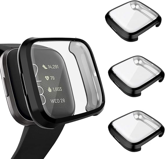 3 Pack Screen Protector for Fitbit Versa 2 Smart Watch (Versa 2: Black/Black/Black)