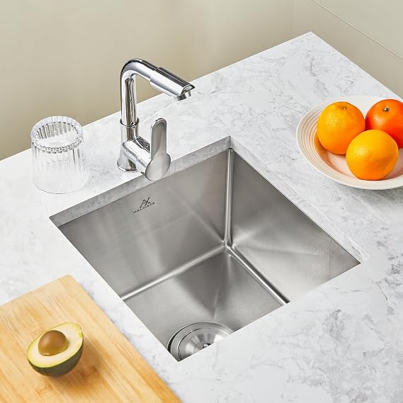 15 Inch Undermount Kitchen Sink 304 Stainless Steel Sink Modern Kitchen with Accessories,(Silver, 15x15x9 Inch)
