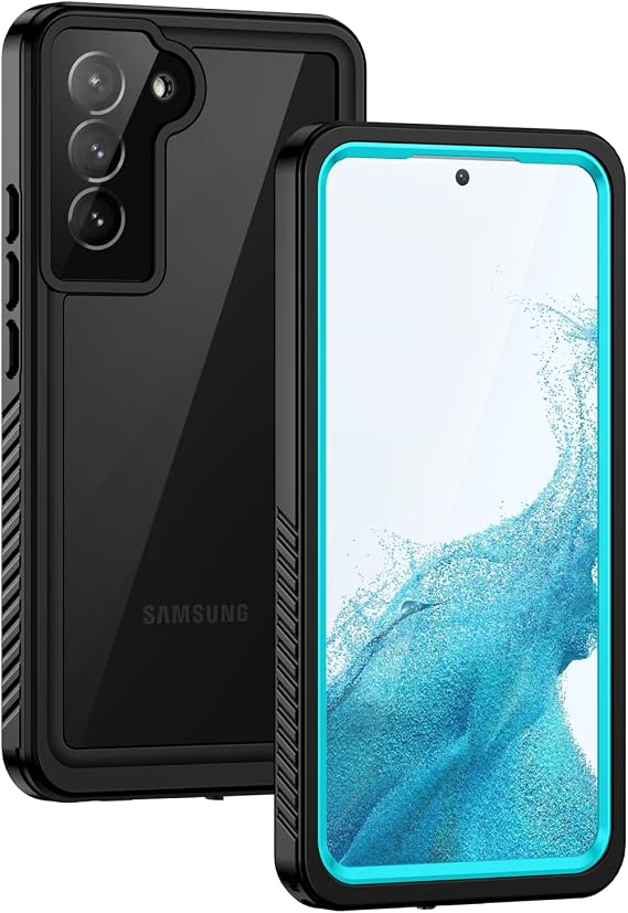 Lanhiem for Samsung Galaxy S22 Case, IP68 Waterproof Dustproof with Built-in Screen Protector, Heavy Duty Full Body Protective Phone Case for Samsung S22 5G, Blue/Clear