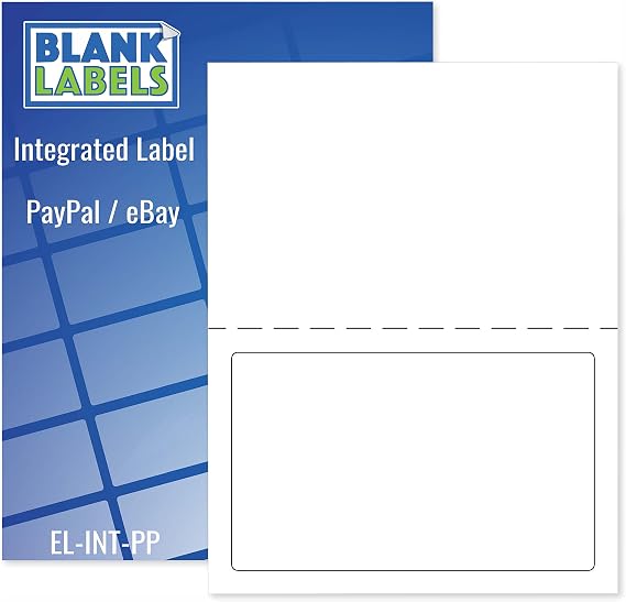 Integrated Shipping Labels with Paper Receipts for PayPal/Ebuy from Blank Labels - Inkjet and Laser  - Permanent Adhesive - Made in USA - 50 Sheets