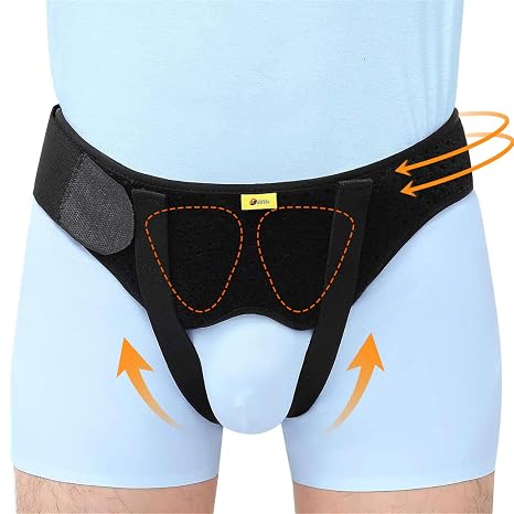 TENB Inguinal Hernia Belt for Men Support Hernias Truss for Single/Double Post-Surgical Adjustable Waist Strap with 2 Removable Compression Pads Breathable Material (X-Large)