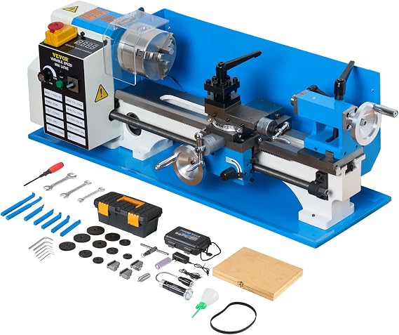 VEVOR Upgraded Metal Lathe, 7"x14" Benchtop Metal Lathe 550W Variable Speed 2250 RPM with 3-jaw Chuck Lathe Machine Precision Mini Lathe Tool Box Digital Display for Metal Turning