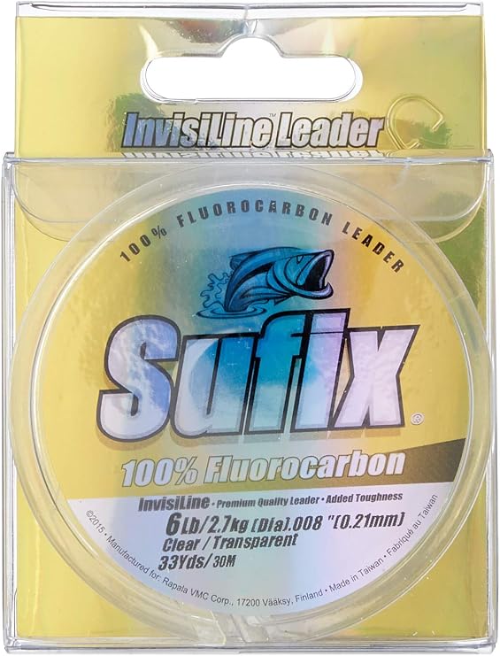 Sufix Invisiline Fluorocarbon Leader 33-Yards Leader Wheel Fishing Line (Clear, 8-Pound) (681-008)