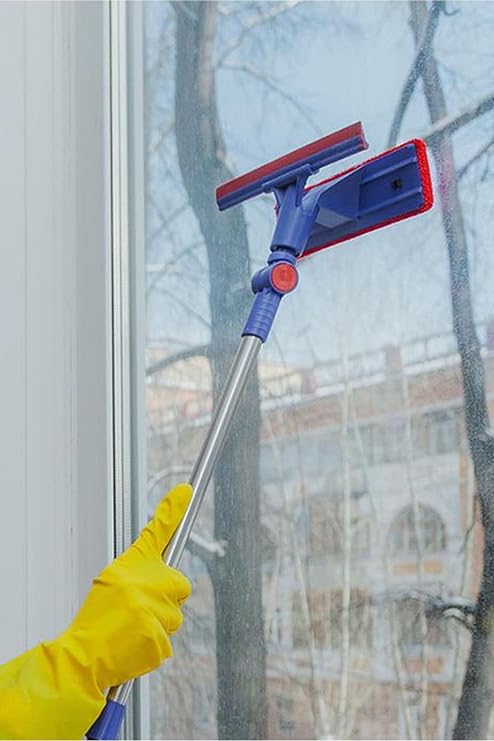 Telescopic Mop Double Sided Practical Windshield Wiping Apparatus Windshield Wiping Mop Glass Wiper with Microfiber Cloth