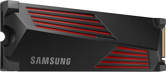 Samsung 990 PRO Heatsink NVMe M.2 SSD with heat sink, 2 TB, PCIe 4.0, 7,450 MB/s read, 6,900 MB/s write, Internal SSD with RGB for PC/console gaming and video editing, MZ-V9P2T0CW