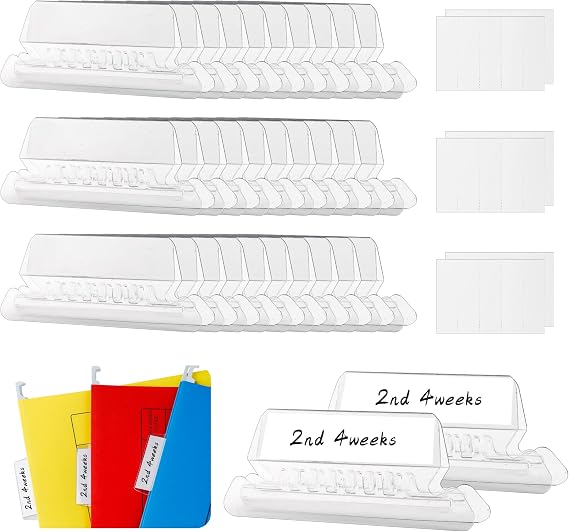 Hanging File Folder Tabs, 30 Set Transparent File Folder Tabs with Inserts for Hanging Folders, Clear Plastic File Folder Labels Tabs for Quick Identification (30)
