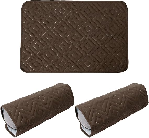 3 PCS Recliner Headrest Protector, Sofa Arm and Head Protectors, Washable Headrest Covers for Recliner Chair and Sofa (Brown)