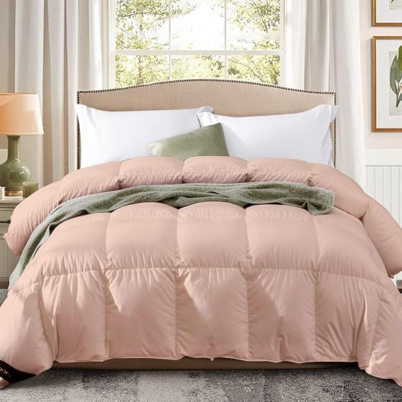 Comforter Twin XL Size Duvet Insert, Down Alternative Ultra-Soft 600+ Fill Power, Lightweight Premium Bedding Comforter for All Seasons with 8 Tabs.(Blush,68x90)