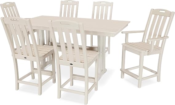 Trex Outdoor FurnitureTM Yacht Club 7-Piece Farmhouse Trestle Counter Set in Sand Castle