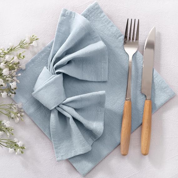 LINXTAR Cloth Napkins Grey Blue Cotton Napkins Set of 6 Washable 17"x17" Washable Reusable Cotton Napkins for Fall Autumn Wedding Party Banquet Baby Shower Home Dining Table Decor