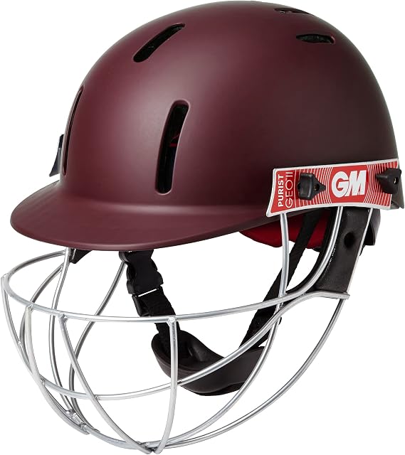 Gunn & Moore GM Purist GEO II Cricket Batting Helmet, BSI Approved, Geodesic Ultra-Strong Grille, Maroon, Junior 540 - 590 mm