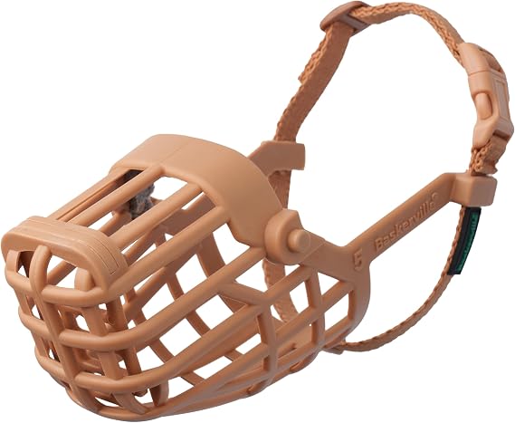 Baskerville Classic Basket Dog Muzzle | Size 5 | Dog can Pant and Drink, Prevents Biting and Food Waste Scavenging, Strong TPR, Ideal for Longer Nosed Medium Dogs
