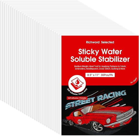 Poolin Printable Water Soluble Stabilizer for Embroidery, 8.5 x 11 Inch