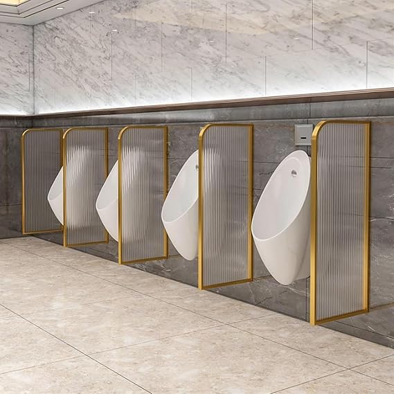 Urinal Screen Toilet Partition Urinal Partition Divider Stainless Steel Frame Tempered Glass Urinal Baffle Urinal Privacy Screen for Toilet Partition for Public Places,C,4PCS [Energy Class A]