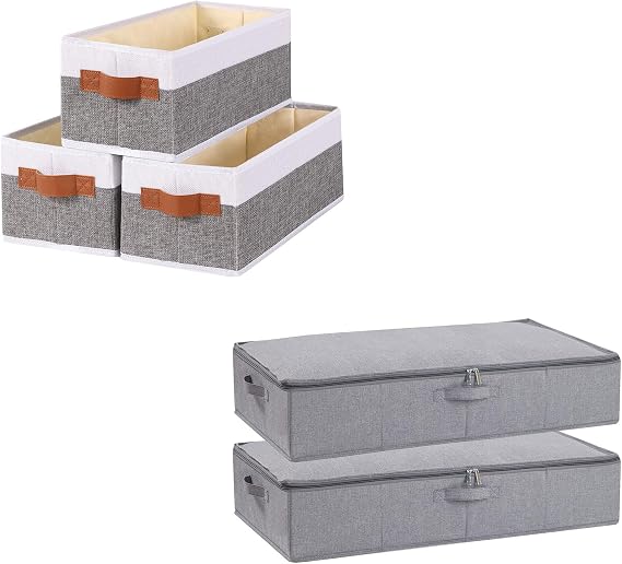 Storage Boxes with Handles,Underbed Clothes Storage Bins with Reinforced Handles for Blanket