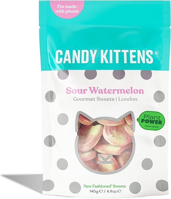 Candy Kittens Sour Watermelon Vegan Sweets, 140g, Pack of 1