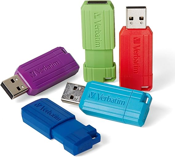 Verbatim 32GB Pinstripe Retractable USB 2.0 Flash Thumb Drive - 5 Pack - Multicolor (Green, Blue, Red, Purple, Cyan)...