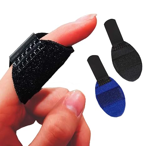 Finger Splint - 2 Pack Support for Trigger Finger, Mallet Finger, Baseball Finger, Strain, Sprains, Broken Fingers, Basketball, Black+Blue, One Size