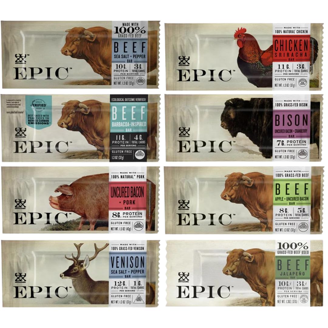 Epic EPIC Bars 100% Animal-Based Whole Protein, Sampler Assorted Variety Pack 10 Pack In Sanisco Packaging 10 Count Pack of 1