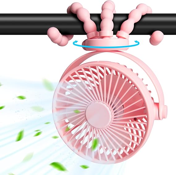PaPaFboy Pram Stroller Fan 20H Buggy Cooling Clip On Fan, Portable Personal Fan for Pram Accessories Baby Cot Wagon Stroller Pushchairs Crib Bed
