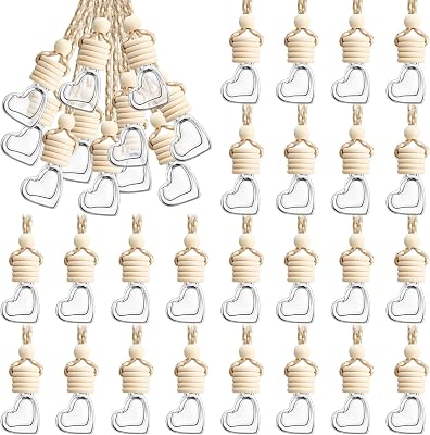 BBTO 50 Pcs Hanging Car Air Freshener Car Diffuser Bottles Empty Glass Perfume Bottle Freshener Diffuser Bottle Pendant for Essential Oil Fragrance Aromatherapy Bottles OrnamentClear