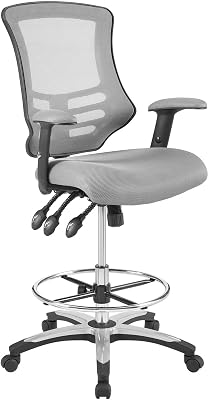 Modway Calibrate Mesh Drafting - Reception Desk Chair - Tall Office Chair in Gray