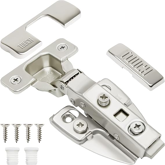 TOUCH Cabinet Hinges (1 Pair, 2 PCS) Face Frame Cupboard Door Soft Close Hinges Full Overlay Concealed European Clip-On Hinges for Kitchen Cabinet 3D Adjustable with Dowels