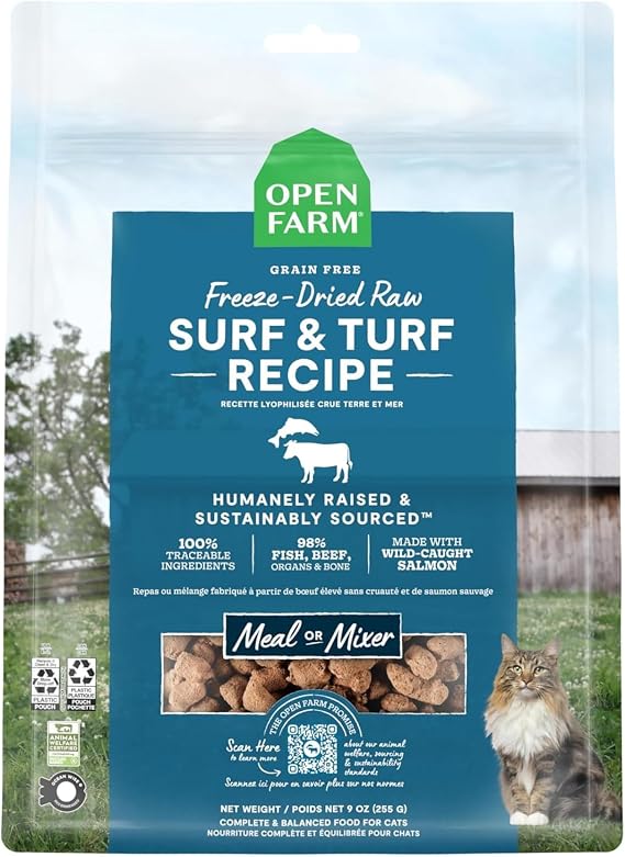 Open Farm Surf & Turf Recipe Freeze Dried Raw Morsels for Cats, 3.5oz
